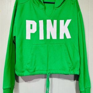 2 VS Pink hooded crop top green and purple